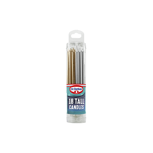 Dr. Oetker Tall Metallic Candles 18 Pack